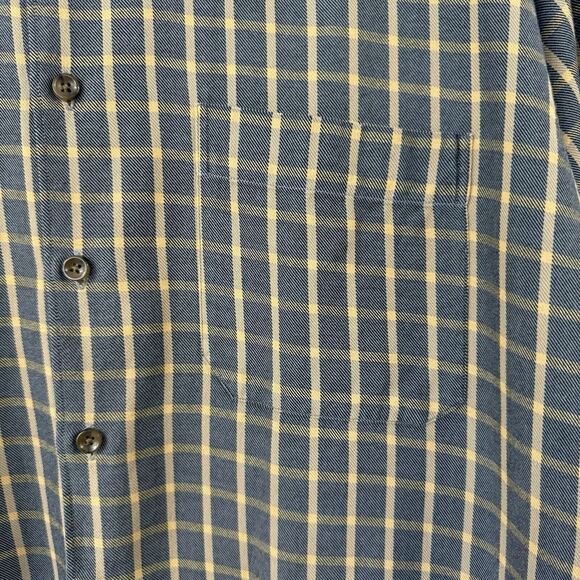 SCOTT BARBER Men's Button Down Shirt Gray Brushed Plaid Long Sleeve Pocket L - Picture 5 of 9